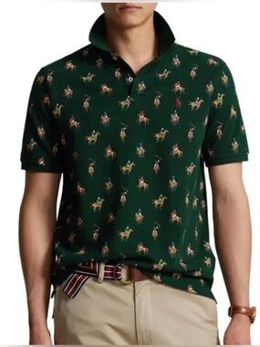 Polo Ralph Lauren Men’s Classic Fit Pony Print Pique Polo Shirt Green Sz XXL NWT